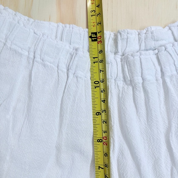 Oh My Gauze White Cotton Gauze Balloon Crop Pants Elastic Waist Lagenlook - Picture 5 of 7